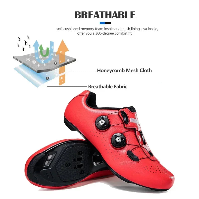 Chaussures de cyclisme sur route pour hommes, respirantes, avec taquet