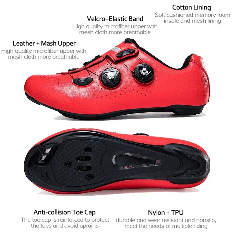 Chaussures de cyclisme sur route pour hommes, respirantes, avec taquet