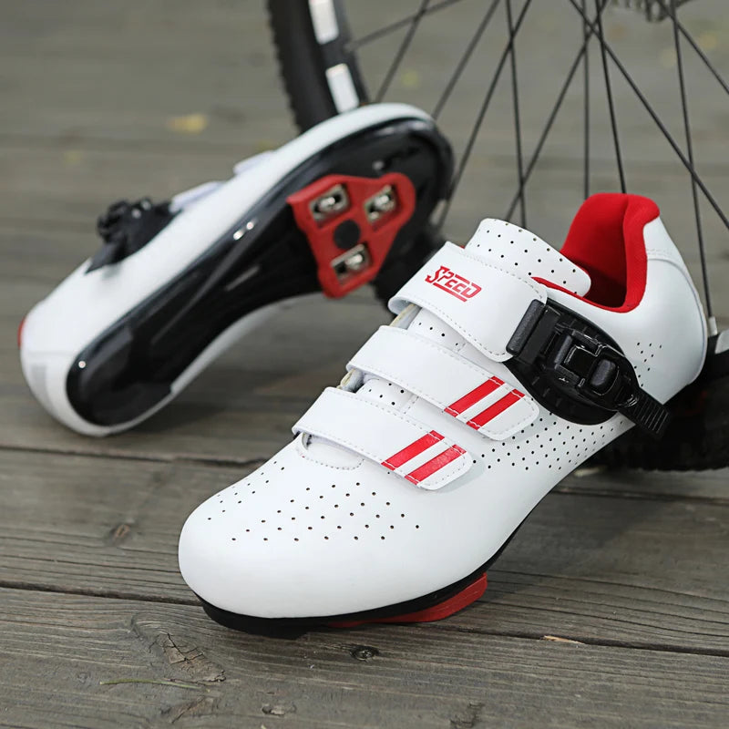 Chaussures de cyclisme sur route pour hommes, respirantes, avec taquet