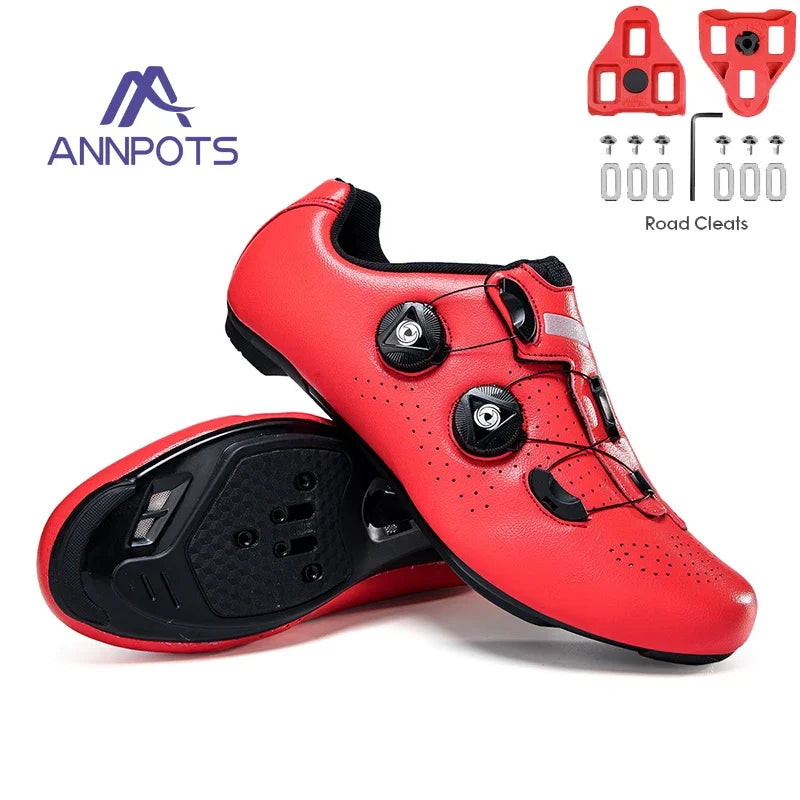 Chaussures de cyclisme sur route pour hommes, respirantes, avec taquet